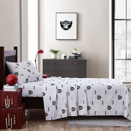 Logo Brands Las Vegas Raiders Scatter Bedding Sheet Set Twin 623-BSST-B3